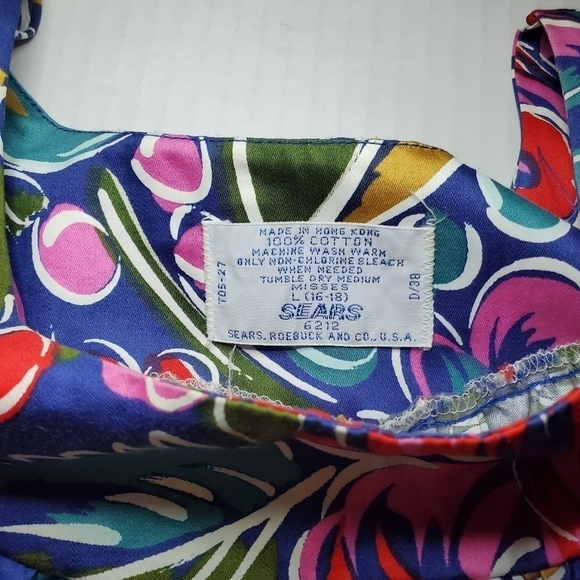 Vintage Muumuu House Dress Sears Colorful Sz L Misses - Picture 9 of 9
